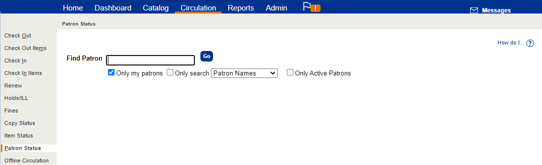 Patron Status page.