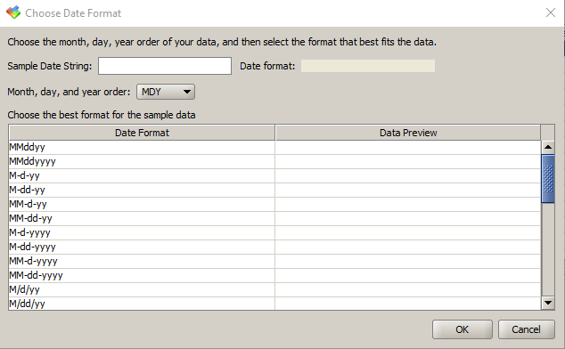 Choose Date Format pop-up for the Patron Import Converter