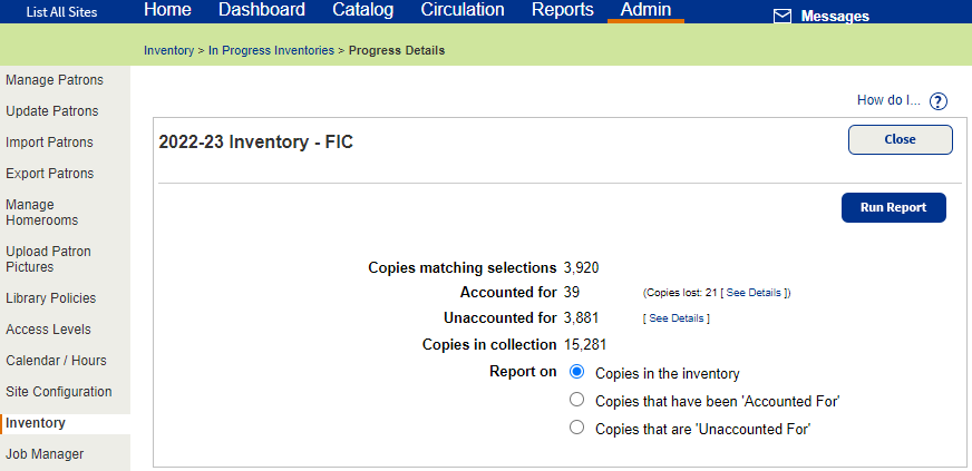 Generate Inventory Reports (Library Manager and Media Manager)